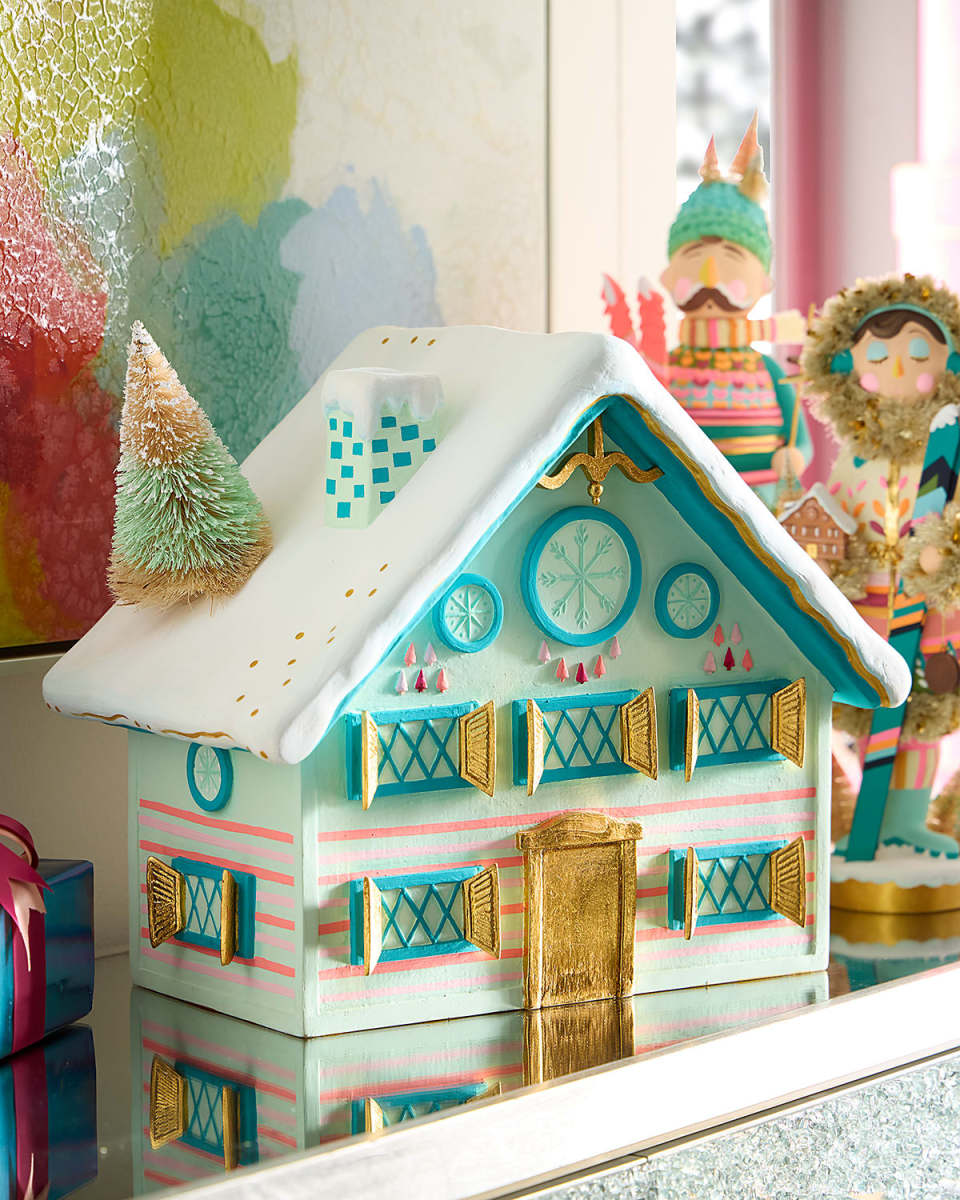 16" Rainbow Chalet Christmas Decoration